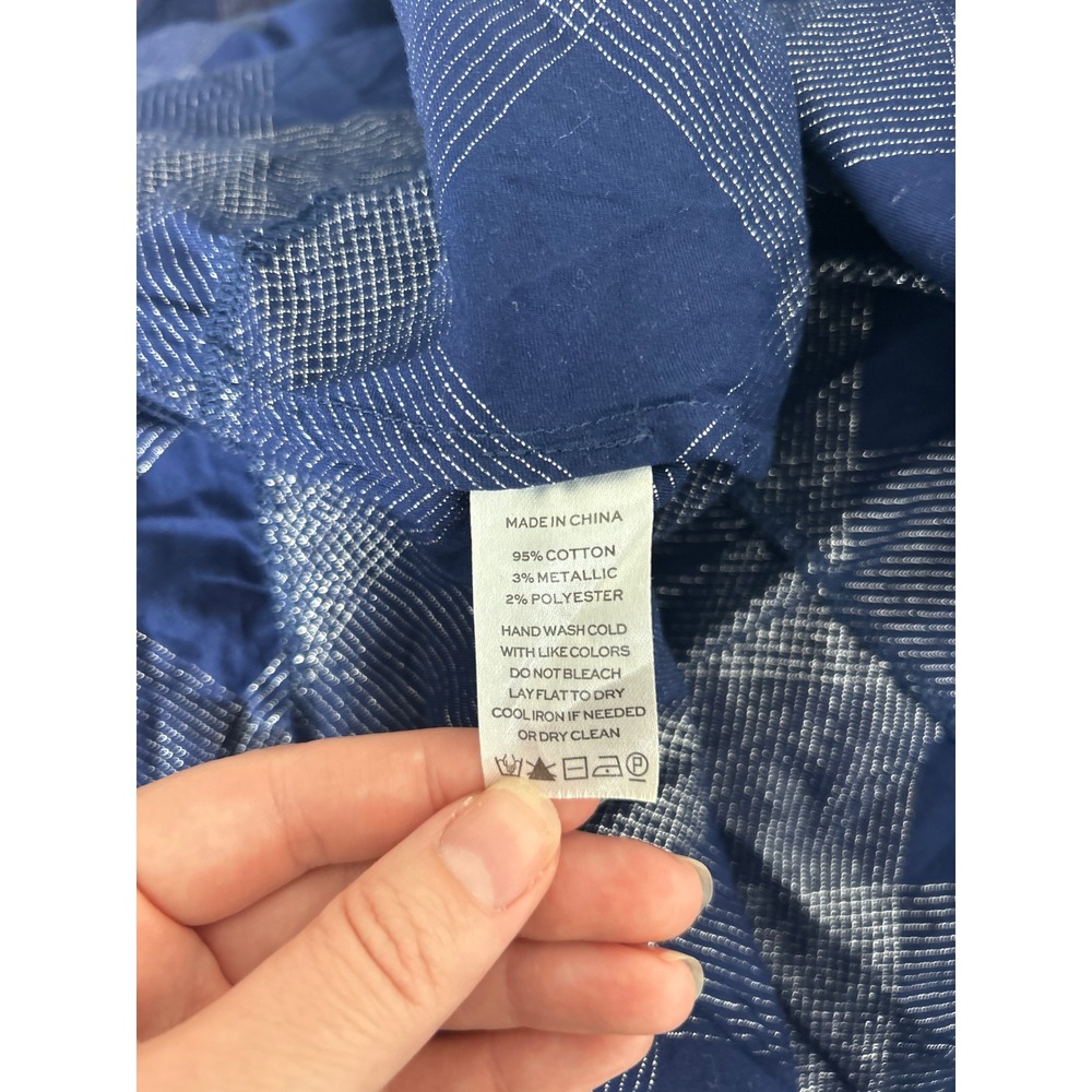 Hill House Home Ellie Nap Dress Navy Blue Silver Metallic Plaid Smocked Midi L - Picture 5 of 6